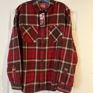 New Coleman Mens Size Medium Red/brown Button Front Flannel Shirt New with $55